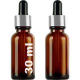 Afracam 30 ml Amber Cam Damlalık Kahverengi Serum Şişesi 30 cc Siyah Gümüş Kapaklı Dropper Cam Şişe 2 Adet - Metal Gümüş