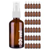 Afracam 30 ml Amber Sprey Kapaklı Beyaz Fısfıs Kolonya Dezenfektan Parfüm Cam Şişe (36)