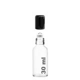 Afracam 30 Ml Çelik Roll On Şişesi 30 Cc Sızdırmaz Siyah Kapaklı Şeffaf Cam Şişe 1 Adet