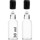 Afracam 30 Ml Çelik Roll On Şişesi 30 Cc Sızdırmaz Siyah Kapaklı Şeffaf Cam Şişe 2 Adet