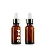 Afracam 30 ml Metal Kapaklı Damlalık Dropper Şişesi Serum 30 cc Cam Şişe 2 Adet (Beyaz Lastik | Siyah Kapak, Amber/Kahverengi)
