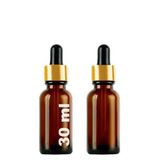 Afracam 30 ml Metal Kapaklı Damlalık Dropper Şişesi Serum 30 cc Cam Şişe 2 Adet (Siyah Lastik | Altın Kapak, Amber/Kahverengi)