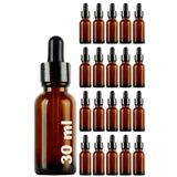 Afracam 30 ml Metal Kapaklı Damlalık Dropper Şişesi Serum 30 cc Cam Şişe 20 Adet (Siyah Lastik | Siyah Kapak, Amber/Kahverengi)