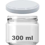 Afracam 300 cc Kavanoz Metal Beyaz Konserve Kapaklı 300 ml Şeffaf Cam Kavanoz 1 Adet