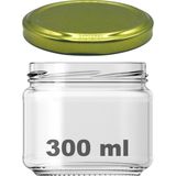 Afracam 300 cc Kavanoz Metal Gold Konserve Kapaklı 300 ml Şeffaf Cam Kavanoz 1 Adet