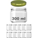 Afracam 300 cc Kavanoz Metal Gold Konserve Kapaklı 300 ml Şeffaf Cam Kavanoz 10 Adet