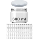 Afracam 300 ml Metal Beyaz Kapaklı Şeffaf Cam Kavanoz 48 Adet
