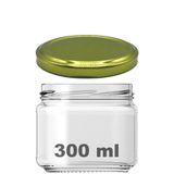 Afracam 300 ml Metal Gold Altın Konserve Kapaklı 300 Cc Şeffaf Magnolya Cam Kavanoz 1 Adet