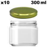Afracam 300 Ml Metal Gold Kapaklı Şeffaf Cam Kavanoz 10 Adet