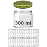 Afracam 300 ml Metal Gold Kapaklı Şeffaf Cam Kavanoz 48 Adet