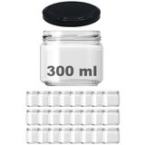 Afracam 300 Ml Metal Siyah Kapaklı Şeffaf Cam Kavanoz 24 Adet