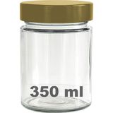 Afracam 350 ml Kavanoz Altın Derin Kapaklı 350 cc Şeffaf Reçel, Marmelat Cam Kavanoz Deep 1 Adet