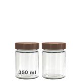 Afracam 350 ml Kavanoz Metal Derin Kapaklı 350 Cc Şeffaf Reçel, Marmelat Cam Kavanoz Deep 2 Adet (Bakır Kapak)