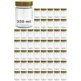Afracam 350 ml Kavanoz Metal Derin Kapaklı 350 Cc Şeffaf Reçel, Marmelat Cam Kavanoz Deep 50 Adet (Altın Kapak)