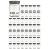 Afracam 350 ml Kavanoz Metal Derin Kapaklı 350 Cc Şeffaf Reçel, Marmelat Cam Kavanoz Deep 50 Adet (Gümüş Kapak)