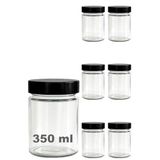 Afracam 350 ml Kavanoz Metal Derin Kapaklı 350 Cc Şeffaf Reçel, Marmelat Cam Kavanoz Deep 6 Adet (Siyah Kapak)