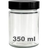 Afracam 350 ml Kavanoz Siyah Derin Kapaklı 350 cc Şeffaf Reçel, Marmelat Cam Kavanoz Deep 1 Adet