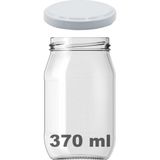 Afracam 370 cc Kavanoz Metal Beyaz Konserve Kapaklı 370 ml Şeffaf Cam Kavanoz 1 Adet
