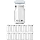 Afracam 370 cc Kavanoz Metal Beyaz Konserve Kapaklı 370 ml Şeffaf Cam Kavanoz 20 Adet