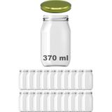 Afracam 370 cc Kavanoz Metal Gold Konserve Kapaklı 370 ml Şeffaf Cam Kavanoz 20 Adet