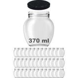 Afracam 370 cc Kavanoz Metal Siyah Konserve Kapaklı 370 ml Şeffaf Yumurta Cam Kavanoz 36 Adet