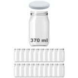 Afracam 370 Ml Metal Beyaz Kapaklı Şeffaf Cam Kavanoz 20 Adet