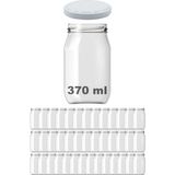 Afracam 370 ml Metal Beyaz Kapaklı Şeffaf Cam Kavanoz 40 Adet