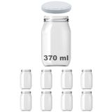 Afracam 370 Ml Metal Beyaz Kapaklı Şeffaf Cam Kavanoz 8 Adet