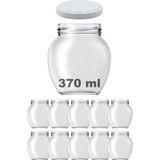 Afracam 370 ml Metal Beyaz Kapaklı Şeffaf Yumurta Cam Kavanoz 10 Adet