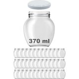 Afracam 370 ml Metal Beyaz Kapaklı Şeffaf Yumurta Cam Kavanoz 36 Adet