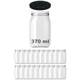 Afracam 370 Ml Metal Siyah Kapaklı Şeffaf Cam Kavanoz 20 Adet
