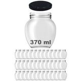 Afracam 370 ml Metal Siyah Kapaklı Şeffaf Yumurta Cam Kavanoz 36 Adet