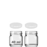 Afracam 40 ml Metal Beyaz Kapaklı 40 cc Şeffaf Numune Cam Kavanoz Küçük 2 Adet