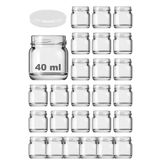 Afracam 40 ml Metal Beyaz Kapaklı 40 Cc Şeffaf Numune Cam Kavanoz Küçük 25 Adet