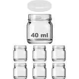 Afracam 40 ml Metal Beyaz Kapaklı 40 cc Şeffaf Numune Cam Kavanoz Küçük 6 Adet
