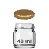 Afracam 40 ml Metal Gold Kapaklı 40 Cc Şeffaf Numune Cam Kavanoz Küçük 1 Adet