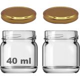 Afracam 40 ml Metal Gold Kapaklı 40 cc Şeffaf Numune Cam Kavanoz Küçük 2 Adet - Altın