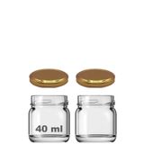 Afracam 40 ml Metal Gold Kapaklı 40 Cc Şeffaf Numune Cam Kavanoz Küçük 2 Adet