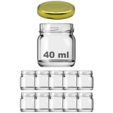 Afracam 40 Ml Metal Gold Kapaklı Şeffaf Cam Kavanoz 10 Adet