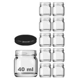 Afracam 40 ml Metal Siyah Kapaklı 40 Cc Şeffaf Numune Cam Kavanoz Küçük 10 Adet