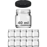 Afracam 40 ml Metal Siyah Kapaklı Şeffaf Cam Kavanoz 10 Adet - Çok Renkli