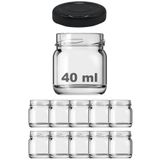 Afracam 40 Ml Metal Siyah Kapaklı Şeffaf Cam Kavanoz 10 Adet