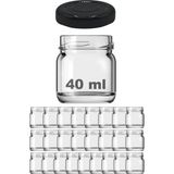 Afracam 40 Ml Metal Siyah Kapaklı Şeffaf Cam Kavanoz 25 Adet