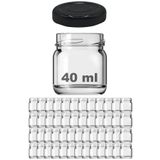 Afracam 40 Ml Metal Siyah Kapaklı Şeffaf Cam Kavanoz 50 Adet