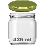 Afracam 425 cc Kavanoz Metal Gold Konserve Kapaklı 425 ml Şeffaf Cam Kavanoz 1 Adet
