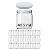 Afracam 425 ml Metal Beyaz Kapaklı Şeffaf Cam Kavanoz 36 Adet