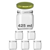Afracam 425 ml Metal Gold Kapaklı Şeffaf Cam Kavanoz 5 Adet