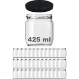 Afracam 425 Ml Metal Siyah Kapaklı Şeffaf Cam Kavanoz 36 Adet