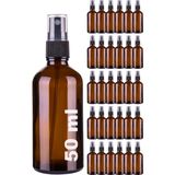 Afracam 50 cc Amber Sprey Kapaklı 100 ml Siyah Fısfıs Kolonya Dezenfektan Cam Şişe 30 Adet - 50 ml