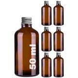 Afracam 50 cc Gümüş Metal Kapaklı Hediyelik Shot Şişesi 50 ml Kolonya Koku Süs Küçük Amber Cam Şişe 6 Adet